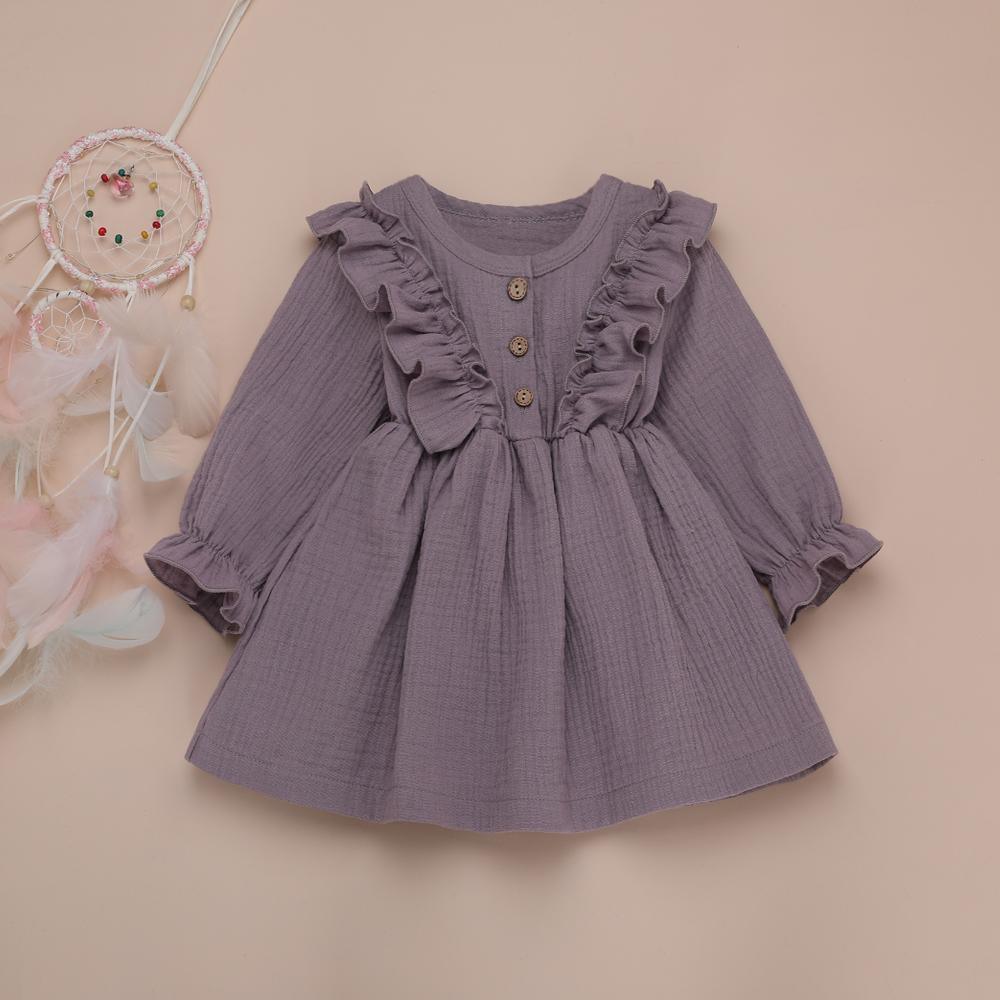 Toddler Girls Solid Button Long Sleeve Cotton Blouse Girl Wholesale - PrettyKid