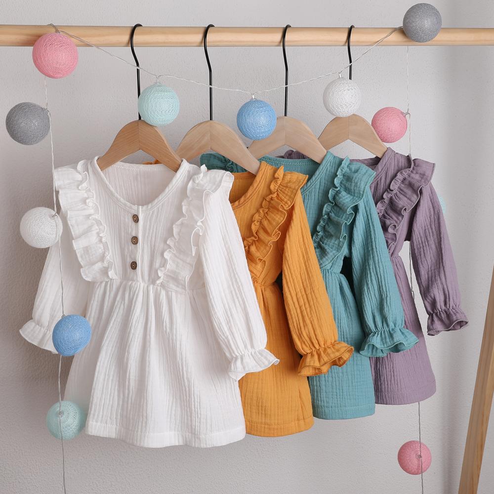 Toddler Girls Solid Button Long Sleeve Cotton Blouse Girl Wholesale - PrettyKid