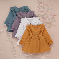 Toddler Girls Solid Button Long Sleeve Cotton Blouse Girl Wholesale - PrettyKid