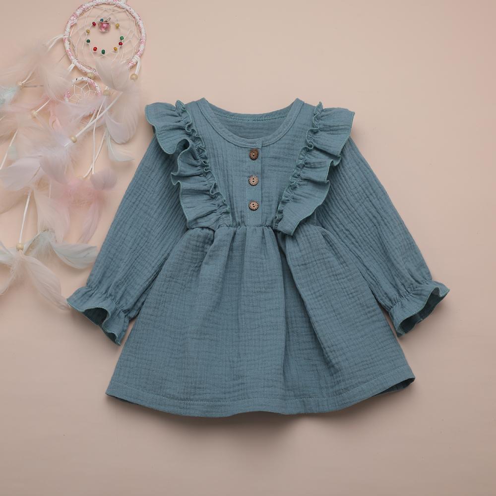 Toddler Girls Solid Button Long Sleeve Cotton Blouse Girl Wholesale - PrettyKid