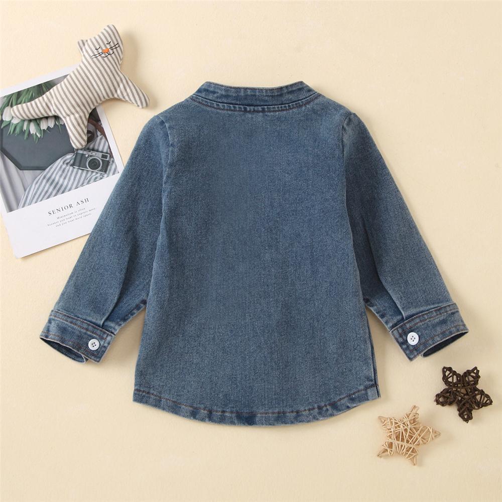 Unisex Solid Button Pocket Long Sleeve Denim Shirt Wholesale Boutique Kid Clothing - PrettyKid