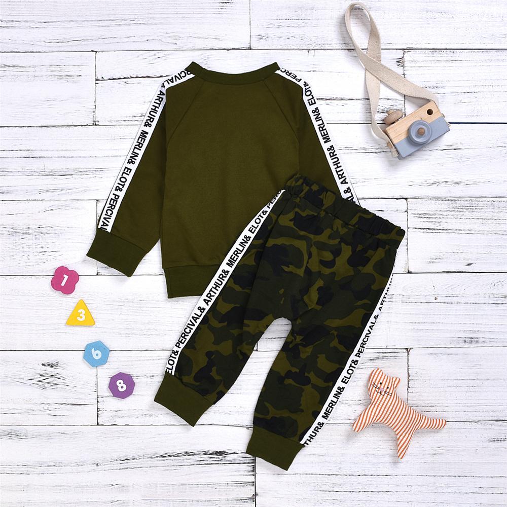 Boys Solid Camouflage Printed Tops & Pants Wholesale Boy Clothing - PrettyKid