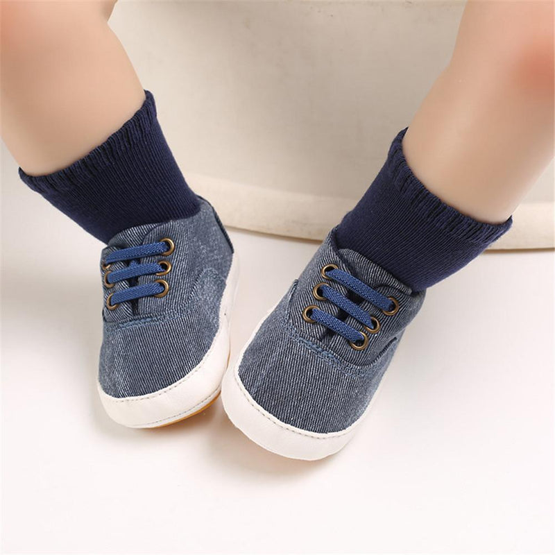 Baby Boys Solid Canvas Lace Up Sneakers Wholesale Toddler Shoes - PrettyKid