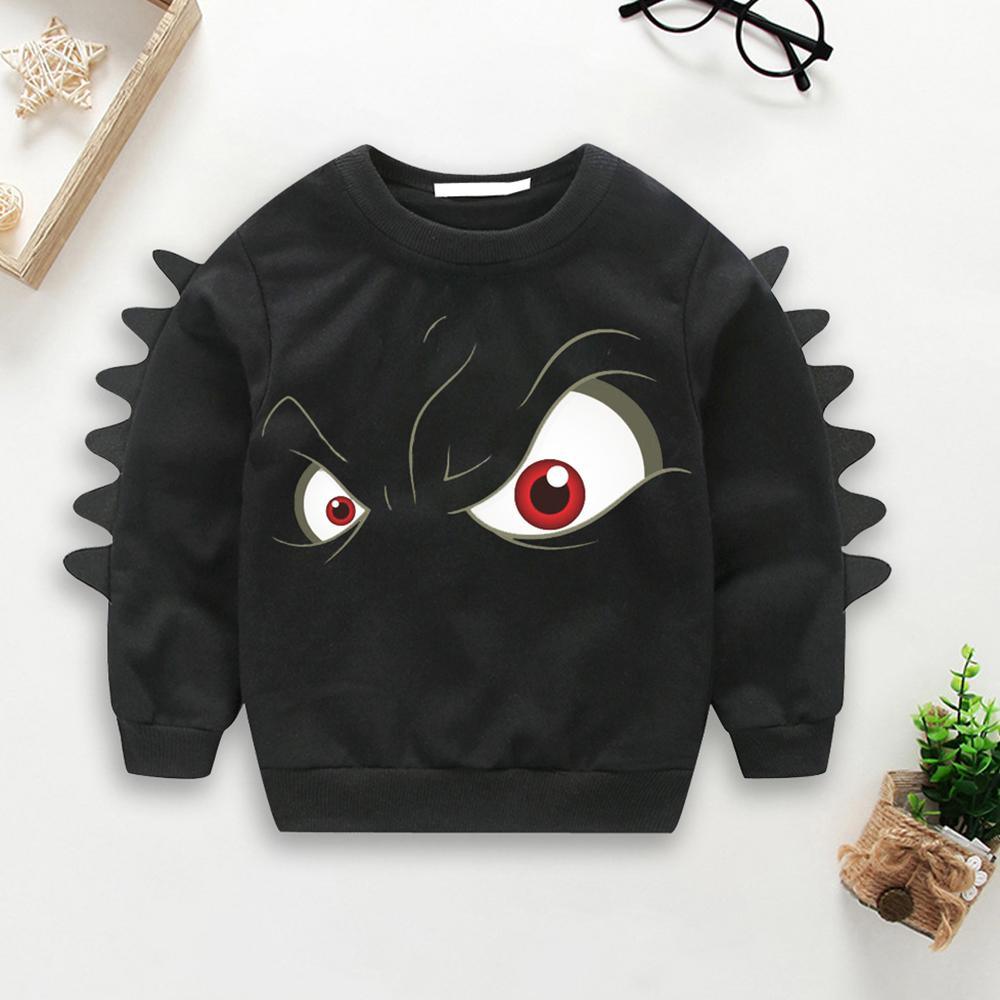 Boys Solid Cartoon Eye Printed Long Sleeve T-shirt Wholesale - PrettyKid