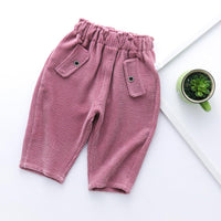 Girls Solid Casual Elastic Waist Pants - PrettyKid