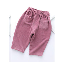 Girls Solid Casual Elastic Waist Pants - PrettyKid