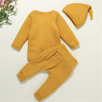 Baby Unisex Solid Casual Long Sleeve Romper & Pants & Hat Baby Wholesale - PrettyKid