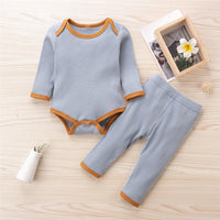 Baby Boys Solid Casual Long Sleeve Romper & Trousers Baby Rompers Wholesale - PrettyKid