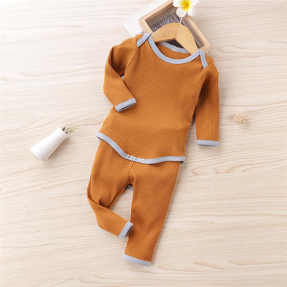 Baby Boys Solid Casual Long Sleeve Romper & Trousers Baby Rompers Wholesale - PrettyKid