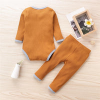 Baby Boys Solid Casual Long Sleeve Romper & Trousers Baby Rompers Wholesale - PrettyKid