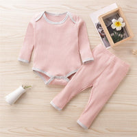 Baby Boys Solid Casual Long Sleeve Romper & Trousers Baby Rompers Wholesale - PrettyKid