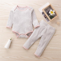 Baby Boys Solid Casual Long Sleeve Romper & Trousers Baby Rompers Wholesale - PrettyKid