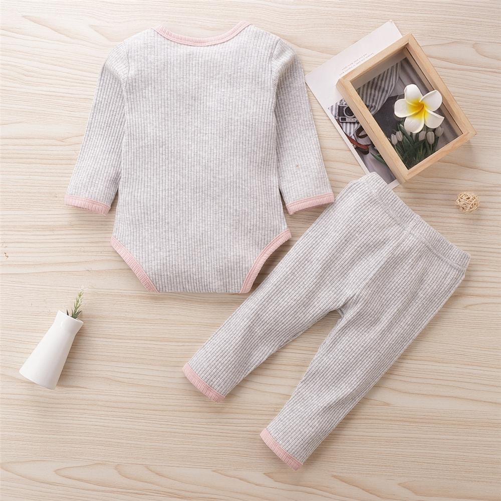 Baby Boys Solid Casual Long Sleeve Romper & Trousers Baby Rompers Wholesale - PrettyKid