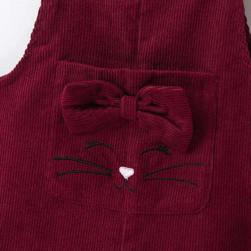 Girls Solid Color Bow Decor Kitty Jumpsuit Wholesale Girl Boutique Clothing - PrettyKid