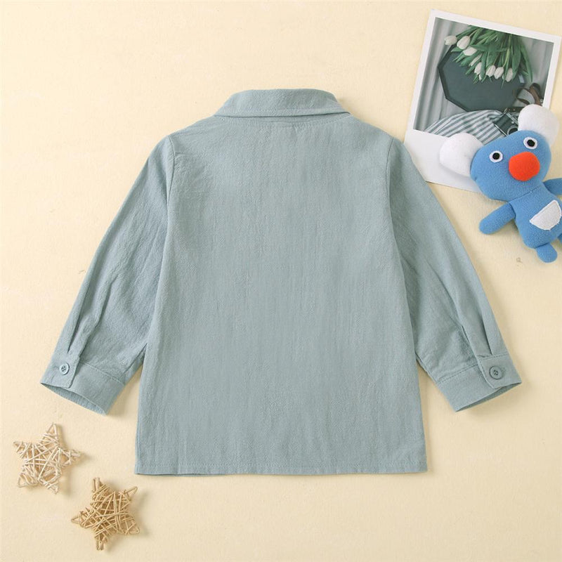 Boys Solid Color Bow Long Sleeve Shirts Toddler Boys Cardigans - PrettyKid