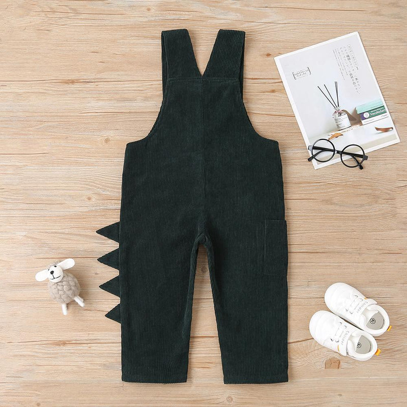 Boys Solid Color Button Loose Jumpsuit Boys Green Overalls - PrettyKid