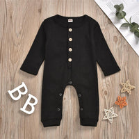 Baby Unisex Solid Color Button Romper Wholesale Baby Outfits - PrettyKid