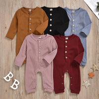 Baby Unisex Solid Color Button Romper Wholesale Baby Outfits - PrettyKid
