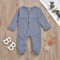 Baby Unisex Solid Color Button Romper Wholesale Baby Outfits - PrettyKid
