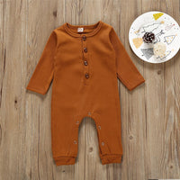Baby Unisex Solid Color Button Romper Wholesale Baby Outfits - PrettyKid