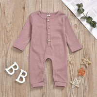 Baby Unisex Solid Color Button Romper Wholesale Baby Outfits - PrettyKid