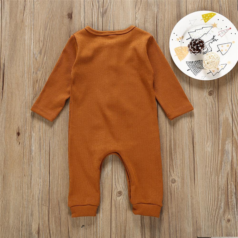 Baby Unisex Solid Color Button Romper Wholesale Baby Outfits - PrettyKid
