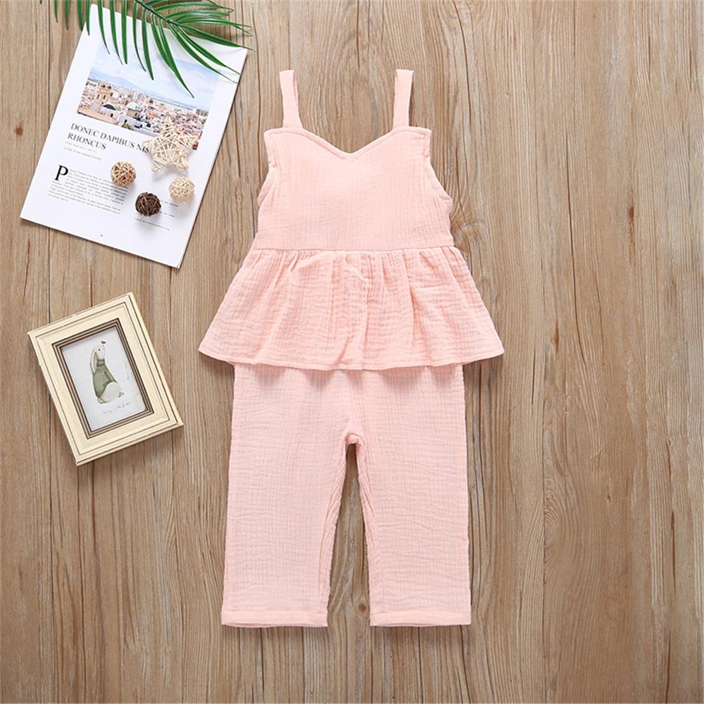 Girls Solid Color Casual Sling Jumpsuit Wholesale Baby Girl clothing - PrettyKid