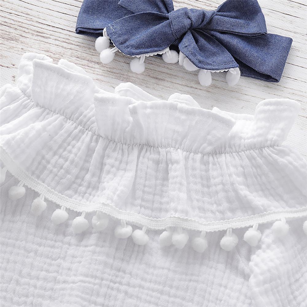 Girls Solid Color Casual Top & Trousers & Headband Girls Clothing Wholesale - PrettyKid