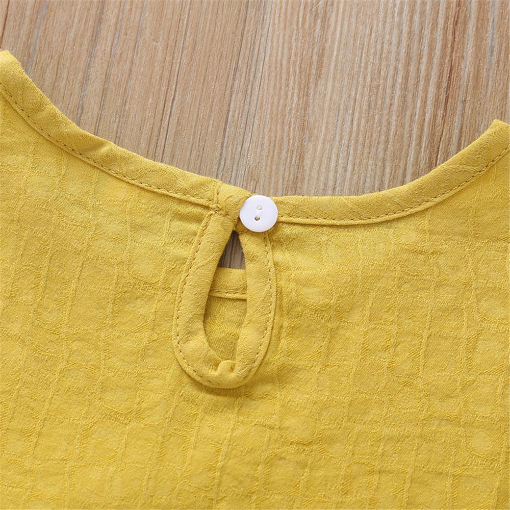 Girls Solid Color Crew Neck Half Sleeve Top Wholesale Girls clothes - PrettyKid