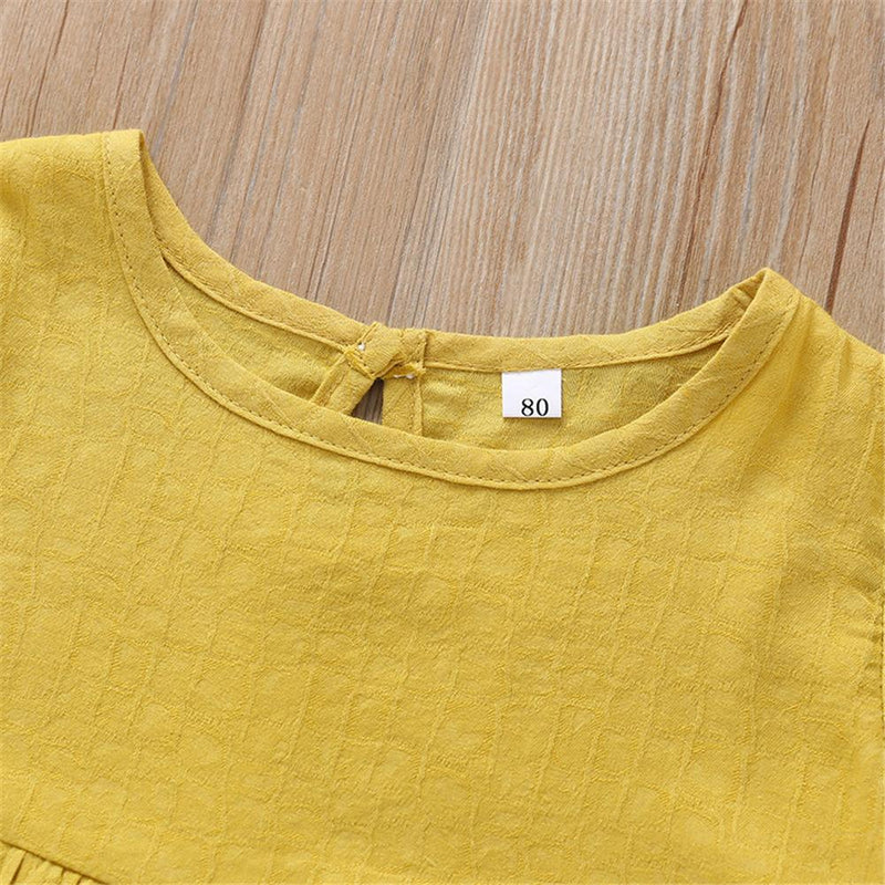 Girls Solid Color Crew Neck Half Sleeve Top Wholesale Girls clothes - PrettyKid