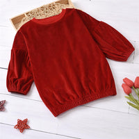 Girls Solid Color Crew Neck Long Sleeve Dress Kids Wear Wholesale - PrettyKid