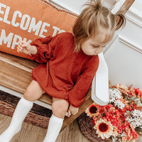 Girls Solid Color Crew Neck Long Sleeve Dress Kids Wear Wholesale - PrettyKid