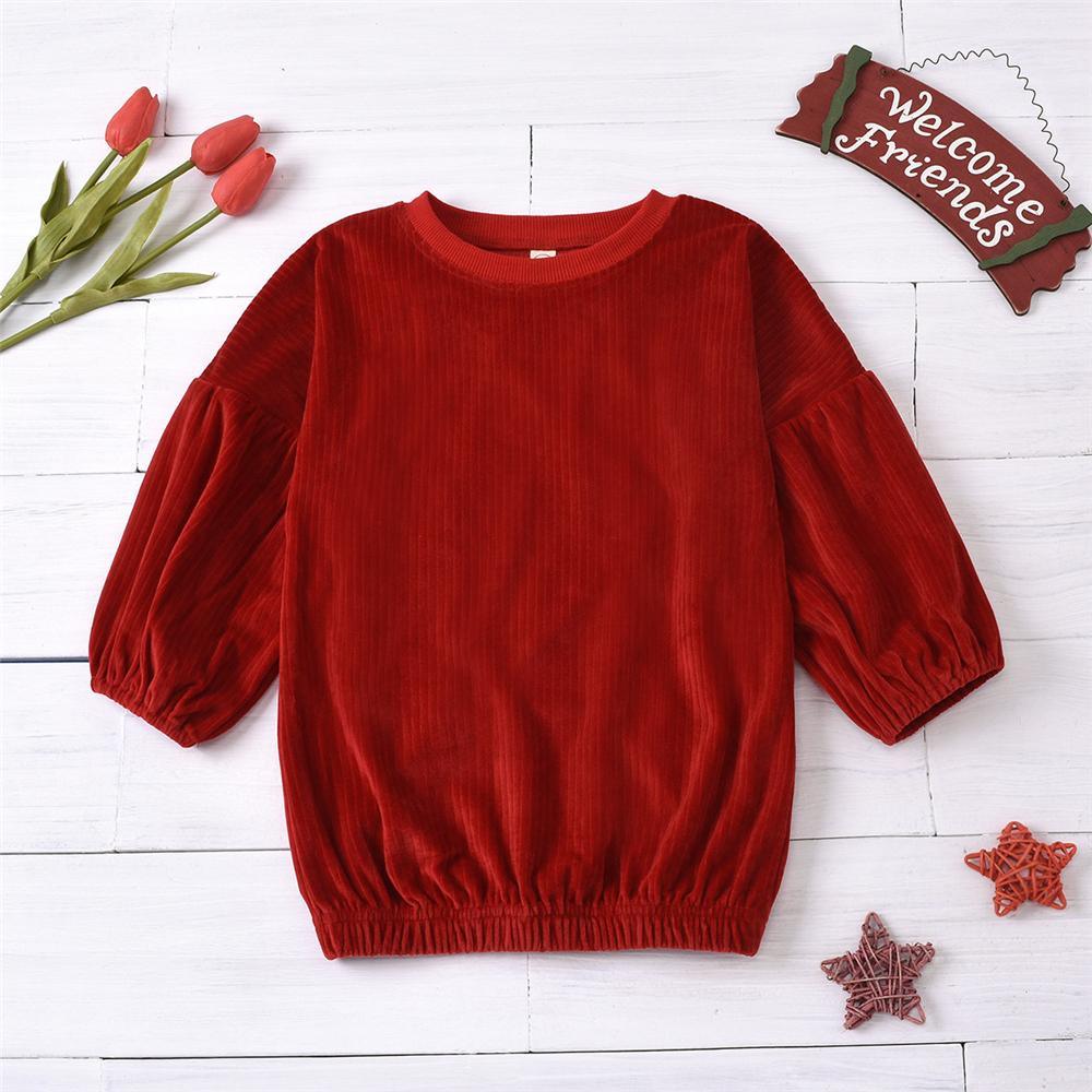 Girls Solid Color Crew Neck Long Sleeve Dress Kids Wear Wholesale - PrettyKid