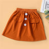 Girls Solid Color Elastic Waist Button Skirt Wholesale Girl Boutique Clothing - PrettyKid