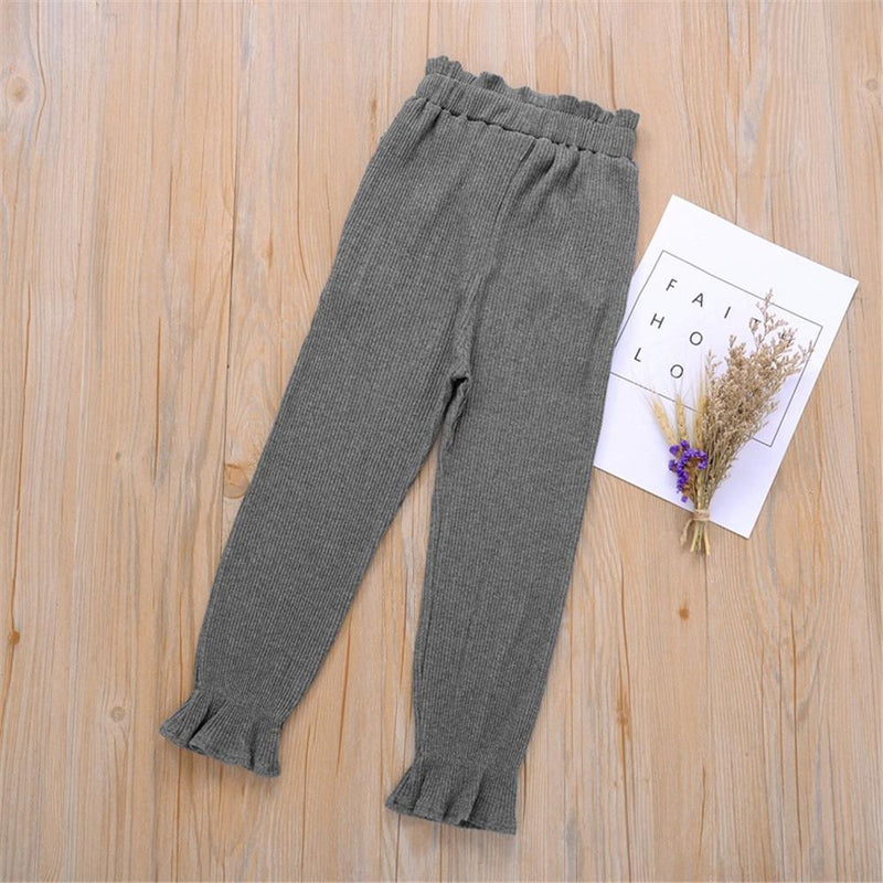 Girls Solid Color Fashion Elastic Waist Pants Cheap Childrens Clothes Wholesale - PrettyKid