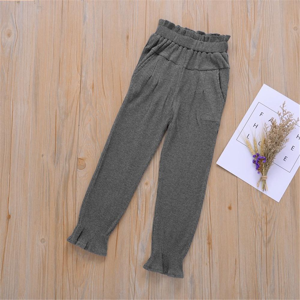Girls Solid Color Fashion Elastic Waist Pants Cheap Childrens Clothes Wholesale - PrettyKid