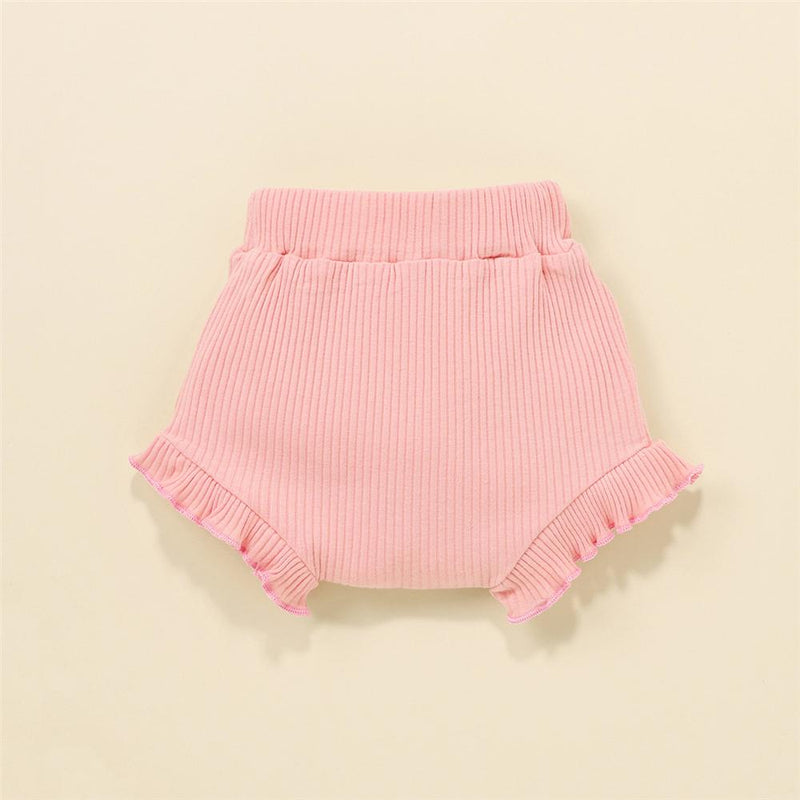 Baby Girls Solid Color Flying Sleeve Romper & Shorts & Headband Wholesale Baby clothing in bulk - PrettyKid