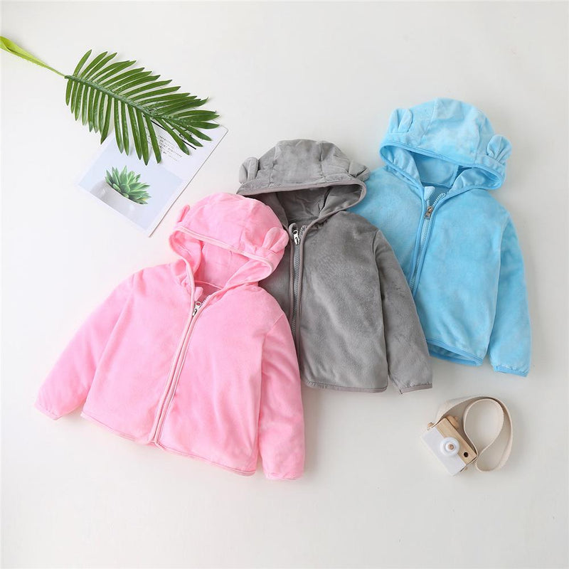 Unisex Solid Color Hooded Long Sleeve Casual Jacket Kids Boutique Wholesale - PrettyKid