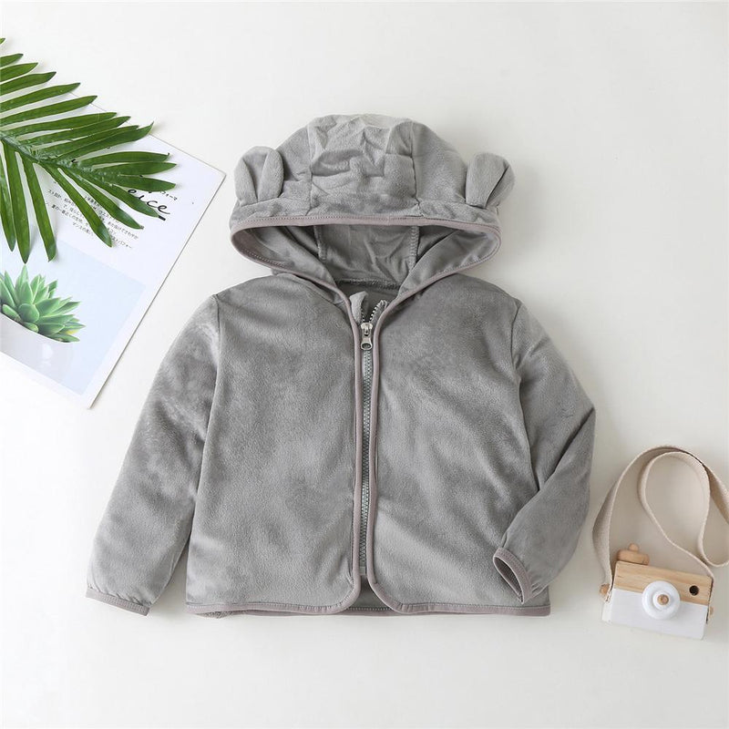Unisex Solid Color Hooded Long Sleeve Casual Jacket Kids Boutique Wholesale - PrettyKid