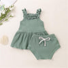 Baby Girls Solid Color Knitted Sweet Tank Top & Shorts Wholesale Baby Outfits - PrettyKid
