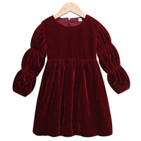 Girls Solid Color Lantern Sleeve Princess Dress Toddler Girl Wholesale Clothing - PrettyKid