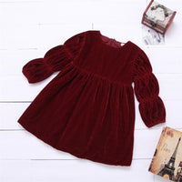 Girls Solid Color Lantern Sleeve Princess Dress Toddler Girl Wholesale Clothing - PrettyKid
