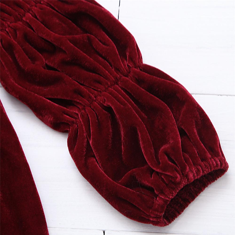 Girls Solid Color Lantern Sleeve Princess Dress Toddler Girl Wholesale Clothing - PrettyKid
