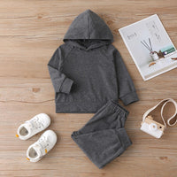 Baby Unisex Solid Color Long-sleeve Hooded Top & Pants Baby wear Wholesale - PrettyKid