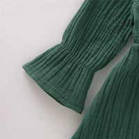 Girls Solid Color Long Sleeve Cotton Button Dress Girls Clothing Wholesalers - PrettyKid