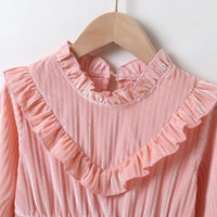 Girls Solid Color Long Sleeve Pleated Princess Dress Girls Dress Wholesale - PrettyKid