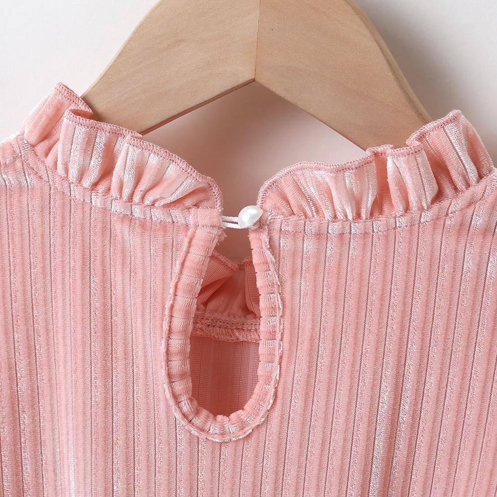 Girls Solid Color Long Sleeve Pleated Princess Dress Girls Dress Wholesale - PrettyKid