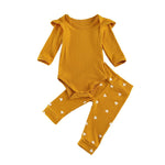 Baby Girls Solid Color Long Sleeve Romper & Heart Pants Wholesale Baby - PrettyKid