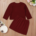 Girls Solid Color Long Sleeve T-shirt & Skirt Wholesale Girl Clothing - PrettyKid