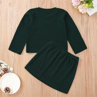 Girls Solid Color Long Sleeve T-shirt & Skirt Wholesale Girl Clothing - PrettyKid